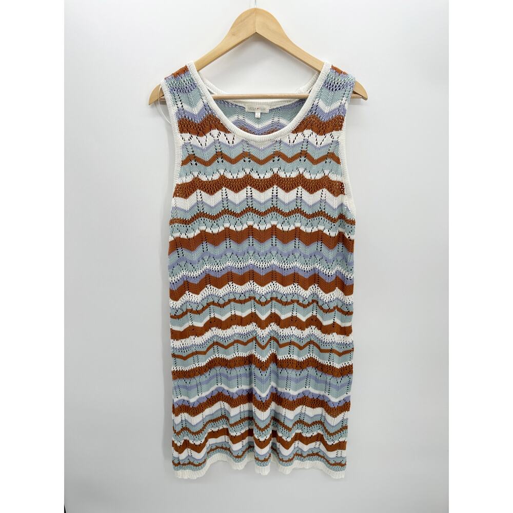 Ultra Flirt Dress Women 3X Chevron Knit‎ Midi Stretch Sleeveless 70s Inspired